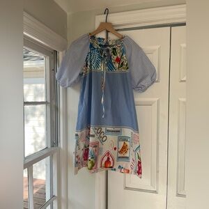 FARM Rio Blue and Multicolor Casual Dress